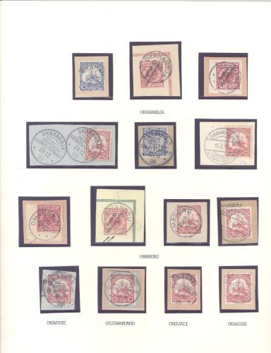 Dt. Kolonien DSWA, interessantes Blatt mit schönen Stempeln