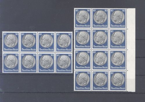 Dt. Reich, 20 x Michel Nummer 494, 80 Pfg. Hindenburg 1933 **