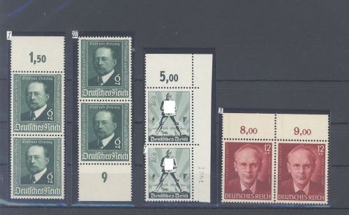 Dt. Reich, 4 verschiedene Plattenfehler aus 1940-43 **, gp. BPP