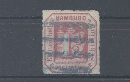 Hamburg Michel Nummer 21, 1 1-2 S. 1866 gestempelt, geprüft