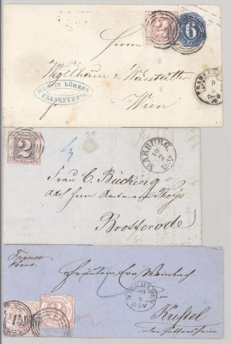 Thurn & Taxis, 3 Belege mit verschiedenen Frankaturen als Posten