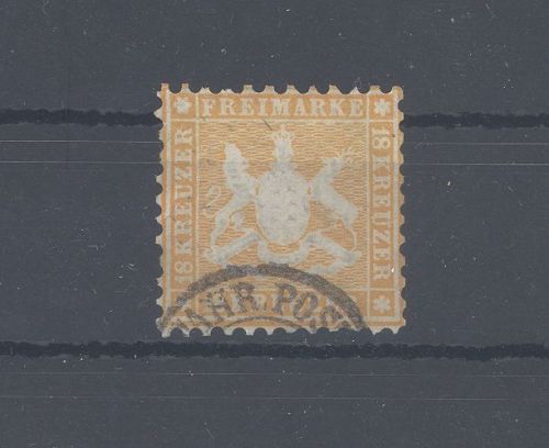 Württemberg Michel Nummer 29, 18 Keuzer Freimarke 1863 gestempelt