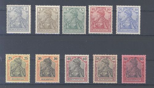 Dt. Reich Michel Nummer 53-62, Reichspost 1900 **, teils geprüft