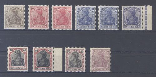 Dt. Reich, ** Spezialposten aus Michel Nummer 84-92 II, geprüft