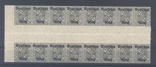 Dt. Reich Dienst Mi.Nr. 64, 1 M. 1920 im ** Zwischensteg Achterstreifen