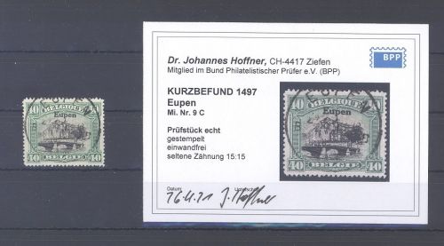 Dt. Abstimmung Eupen Mi.Nr. 9 C, 40 C. 1920 gestempelt Befund BPP