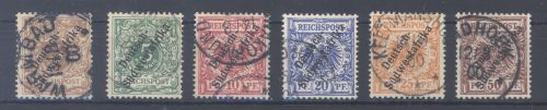 Dt. Kolonien DSWA Michel Nummer 5-10, Freimarken 1898-99 gestempelt