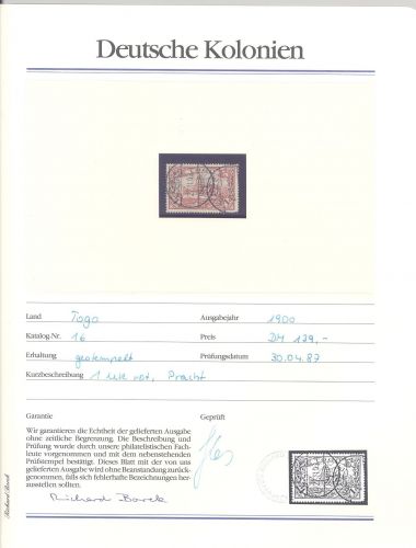 Dt. Kolonien, gestempelter Posten aus Abosammlung auf 8 Blättern