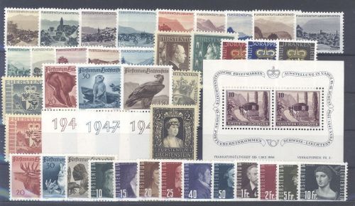 Liechtenstein Michel Nummer 224-66, Jahre 1944-48 **