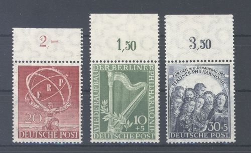 Berlin Michel Nummer 71-73, Jahrgang 1950 **, alles vom Oberrand