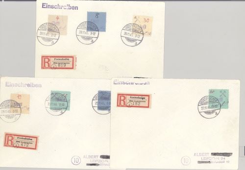 Dt. Lokalpost Großräschen, 3 Briefe mit Frankaturen aus Mi.Nr. 1-12