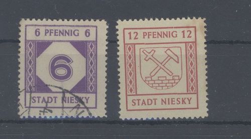 Dt. Lokalpost Niesky Michel Nummer 1-2, Freimarken 1945 **/gestempelt