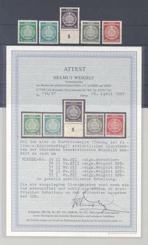 DDR Dienst A Michel Nummer 29-33, Dienst 1956 **, FA BPP