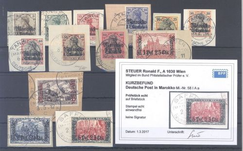 Deutsche Post Marokko Michel Nummer 46/58 Briefstücke, viel geprüft