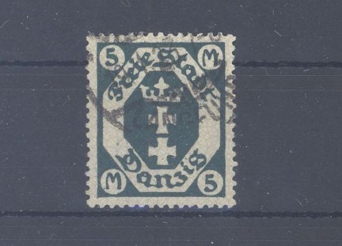 Danzig Michel Nummer 108 Y, 5 Mark 1922 gestempelt, geprüft BPP