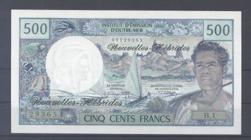 Neue Hebriden, 500 Francs o.D. (1970) Pick 19a, Zustand I