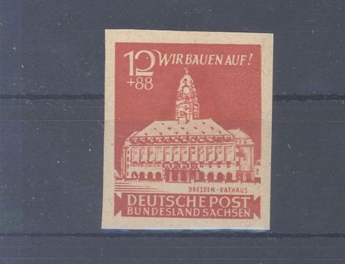 SBZ Mi.Nr. 65 b U, 12 Pfg. Freimarke 1945 ungezähnt **, geprüft BPP