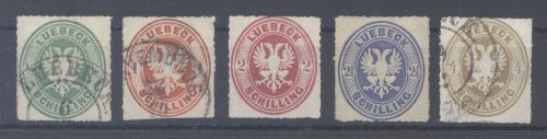Lübeck Michel Nummer 8-12 Freimarken 1863-65 */gestempelt