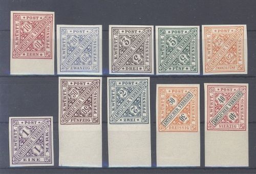Württemberg, ** Posten ungezähnter Werte auf Steckkarte