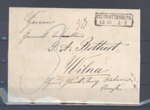 Preußen, Brief 1864 mit Ra2 aus Charlottenburg nach Wilna - Litauen