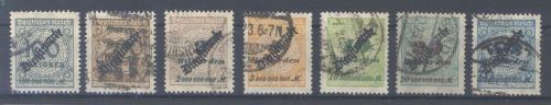 Dt. Reich Dienst Michel 82-88 aus Freimarken 1923 gestempelt gp. Infla