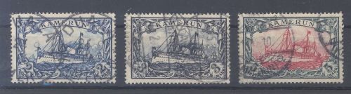 Dt. Kolonien Kamerun Michel Nr. 17-19 aus Freimarken 1900 gestempelt