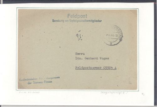 Dt. Feldpost 2. WK, Brief 1944 "Sendung an gefolgschaftsmitglieder"
