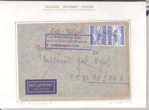 Dt. Feldpost 2. WK, Brief mit Dreizeiler von der Luftpostsammelstelle