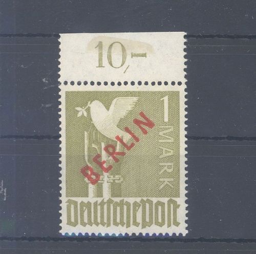 Berlin Michel Nummer 33, 1 Mark Rotaufdruck ** Oberrand, geprüft BPP