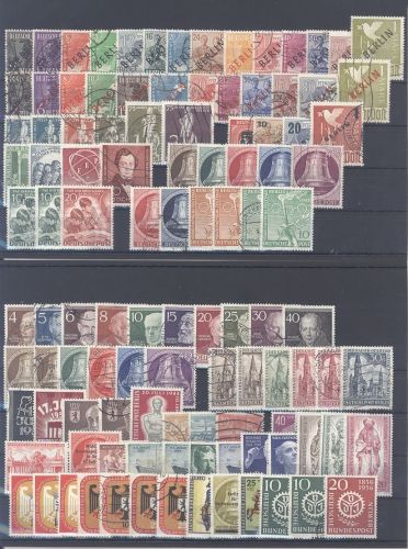 Berlin, umfangreicher gestempelter Posten 1949-53 auf 2 Steckkarten