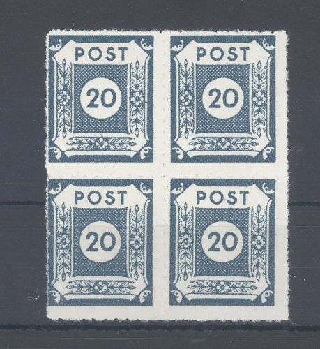 SBZ Mi.Nr. 48 L, 20 Pfg. Seiffen ungebrauchter (*) Viererblock, gp. BPP