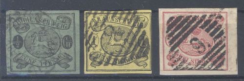 Braunschweig Michel Nummer 10-12, Freimarken 1861-65 gestempelt