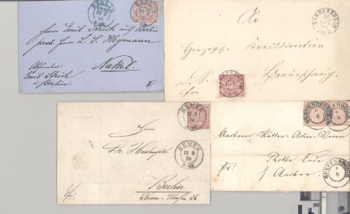 Norddt. Bund, 4 verschiedene interessante Briefe als Posten