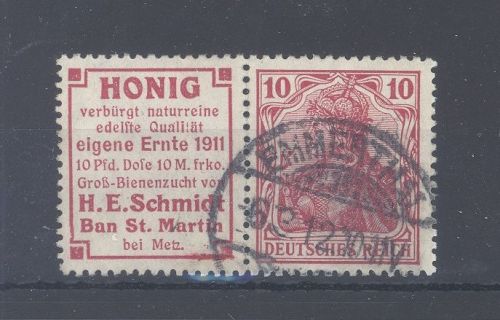 Dt. Reich Zusammendruck Michel Nummer W 3.22b, 10 Pfg. gestempelt