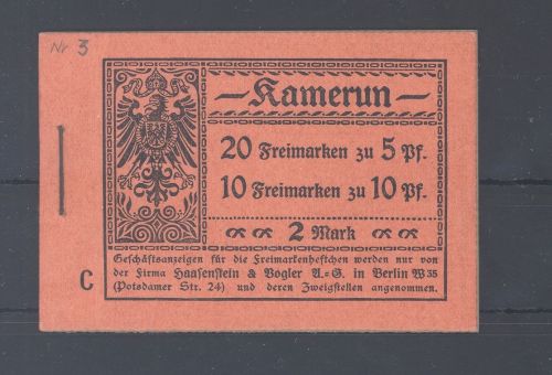 Dt. Kolonien Kamerun Markenheftchen MH 3 **