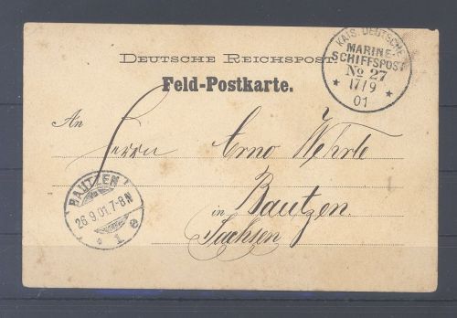 Dt. Schiffspost, Karte 1901 No. 27 MSP Dampfer Franz Ferdinand