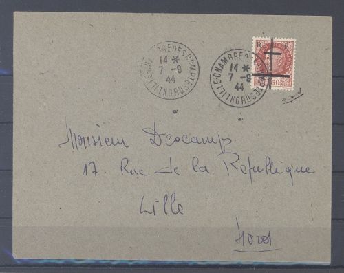 Dt. Feldpost 2. WK, Brief 1944 mit Überdruckausgabe nach Lille