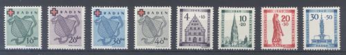 Franz. Zone Baden Michel Nummer 38-41 A und 42-45 A aus 1949 **