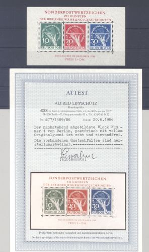 Berlin Block 1, Währungsgeschädigte 1949 **, FA BPP
