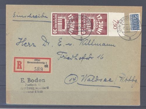Berlin, R - Brief 2 x Michel Nummer 111, 30 Pfg. Volksaufstand als MeF