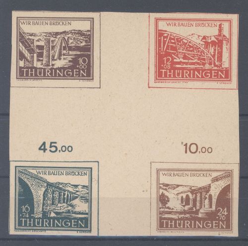 SBZ, Zusammendruck HZ 1 aus Thüringenblock 1946 **
