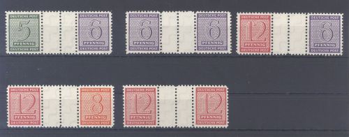SBZ Zusammendrucke Michel Nummer W Zd 8-12 aus 1945 **