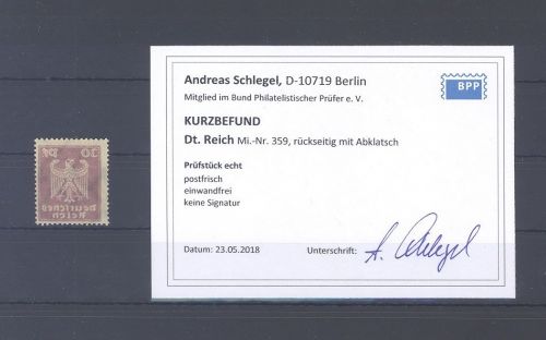 Dt. Reich Michel Nr. 359, 30 Pfg. Reichsadler Abklatsch **, Befund BPP