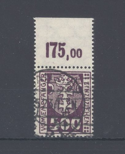 Danzig Porto Michel Nummer P 19 Y, 500 Pfg. 1923 gestempelt geprüft BPP