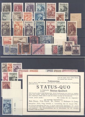 Saargebiet, umfangreicher Posten auf 4 Steckkarten