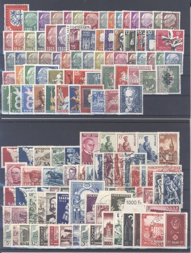 Saarland, gestempelter Posten auf 2 Steckkarten und 1 FDC