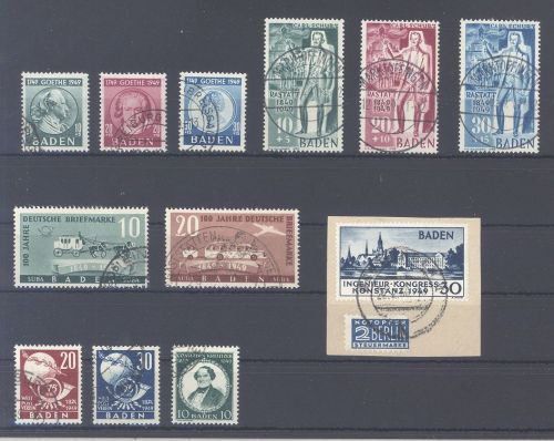 Franz. Zone Baden Michel Nummer 46-57 aus 1949 gestempelt
