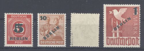 Berlin Michel Nummer 64-67 Grünaufdruck 1949 **