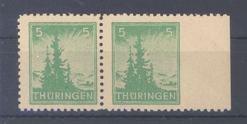 SBZ Michel Nr. 94 bw ur, 5 Pfg. 1945 rechts ungezähnt **, geprüft BPP
