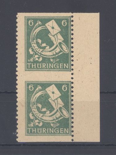 SBZ Michel Nr. 95 Ya a z2, 6 Pfg. 1945 mittig ungezähntes Paar **, gp. BPP